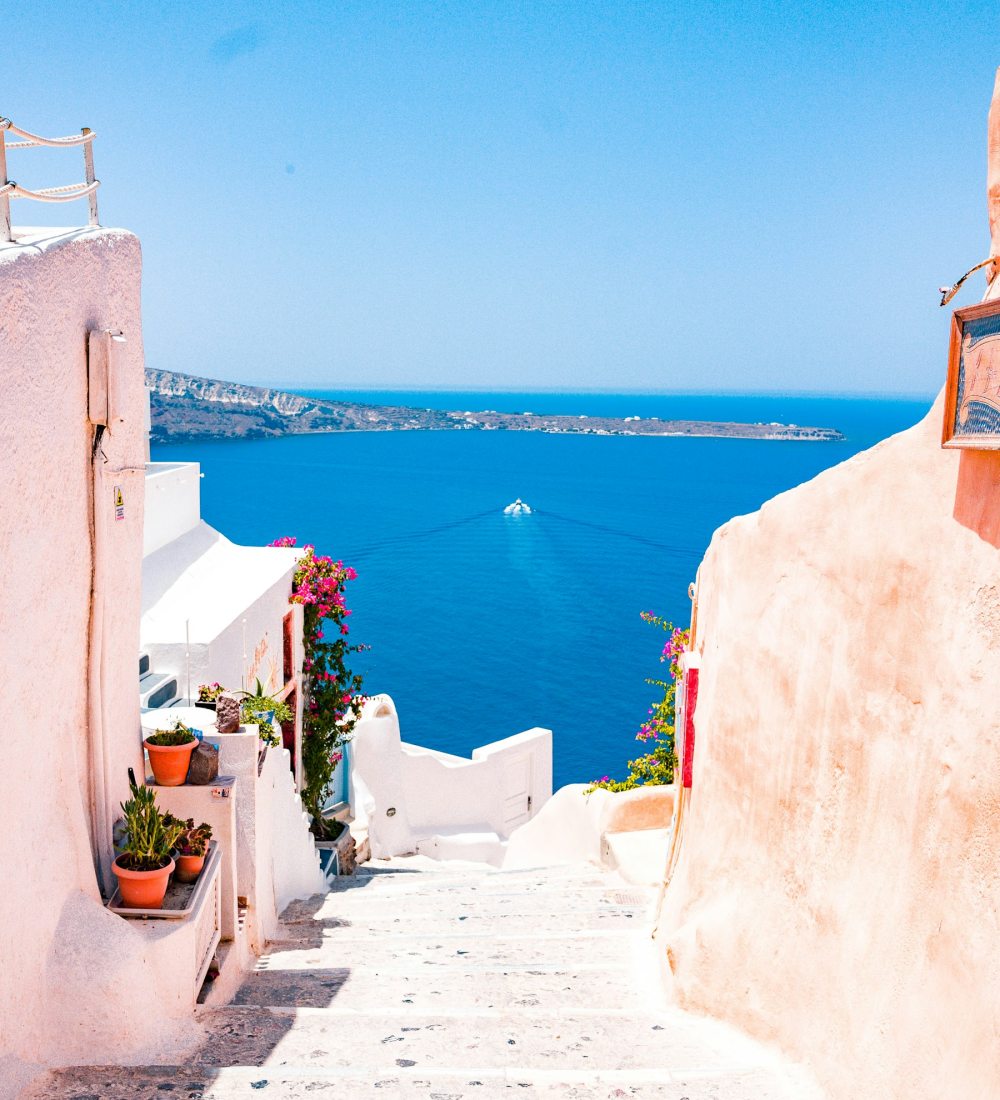 White buildings and blue sea in Greece